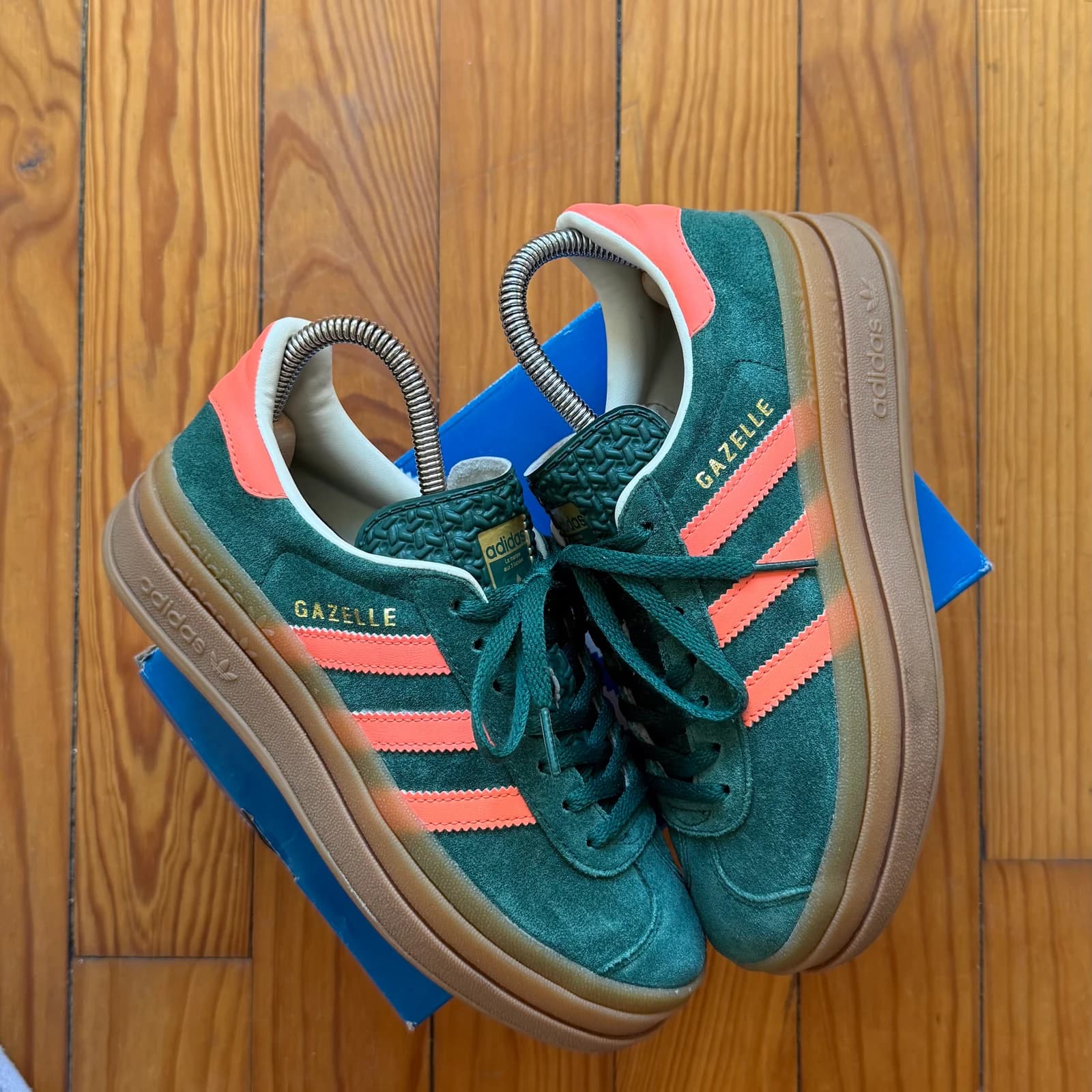 Adidas Originals Gazelle Bold - Dark Green / Flash Orange