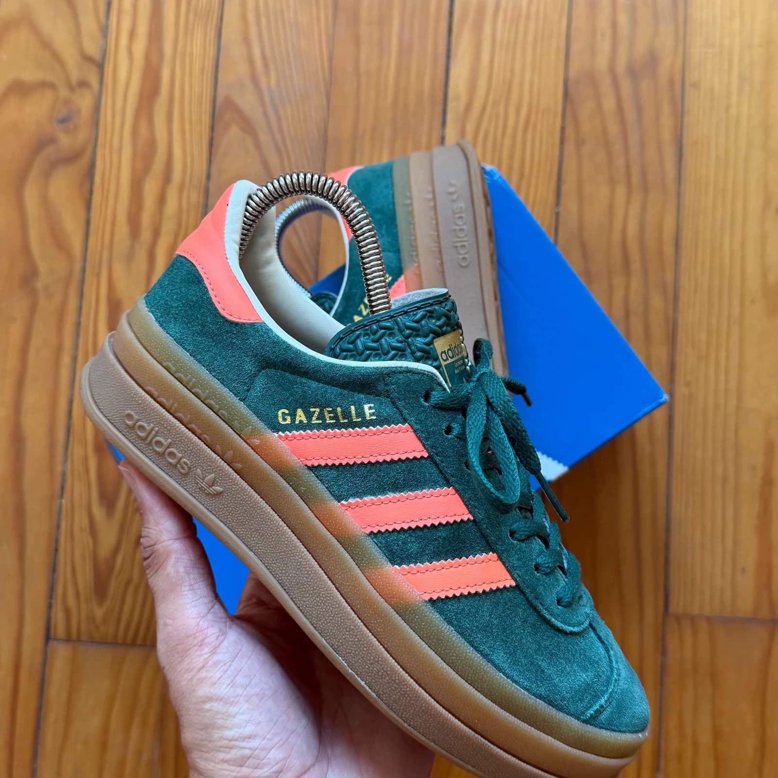 Adidas Originals Gazelle Bold - Dark Green / Flash Orange